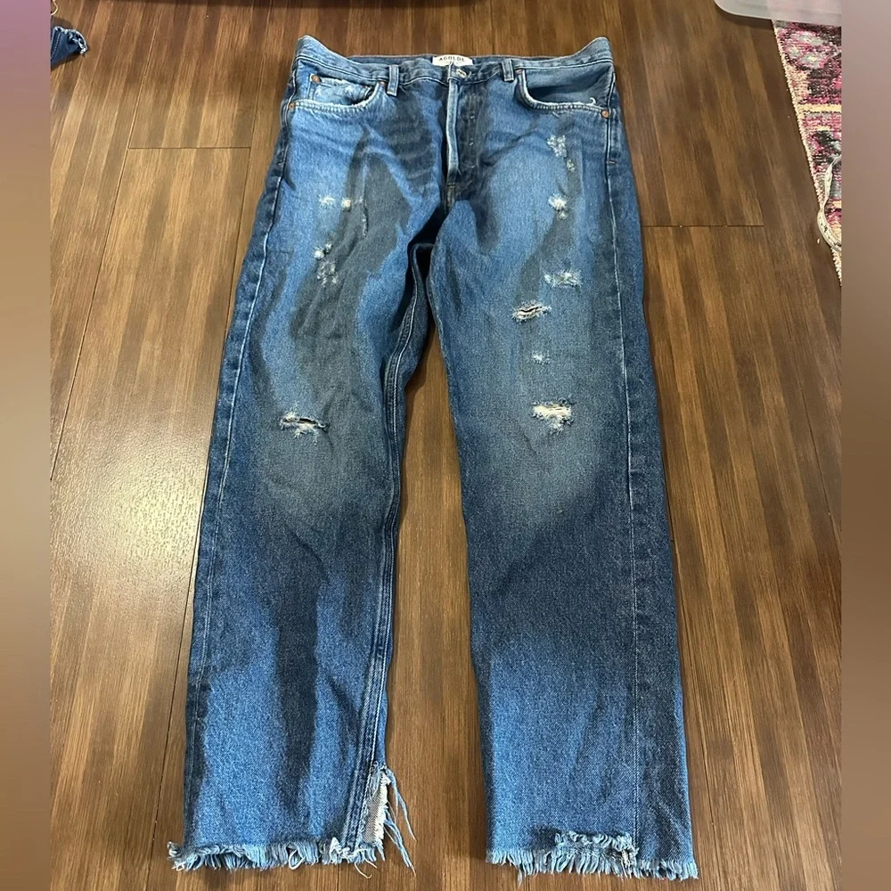 AGOLDE denim Jamie Straight Lowdown distressed organic cotton size 29 A073-778 - Picture 10 of 11